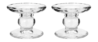 vtwonen Glass Kandelaar Clear 9,2 x 7,3 cm (Set van 2)