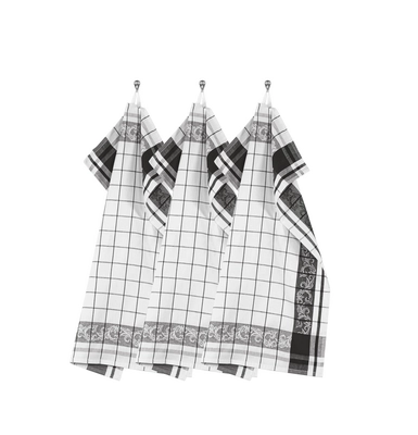 Tiseco Home Studio Pharao Arabesque Keukendoek Black (Set van 3) 50 x 70 cm