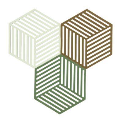 Zone Denmark Hexagon Onderzetter Grass / Mint / Liquorice 16 cm Set van 3