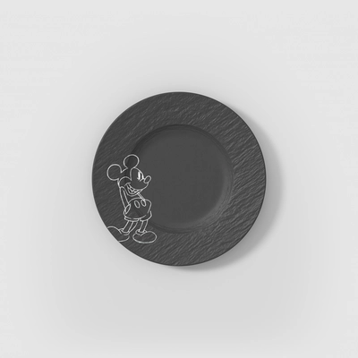 Villeroy & Boch Manufacture Rock Mickey Mouse Ontbijt-/ Dessertbord Zwart Ø21,7 cm (Set van 6)