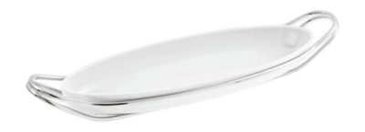 Sambonet New Living Serveerschaal 2-delig porseleinen visschaal met houder 48 x 17 cm
