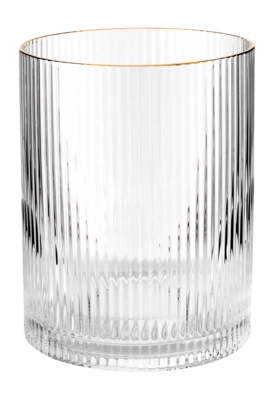 vtwonen Vtwonen Glass Waterglas Clear with Gold Rim 340 ml (Set van 4)