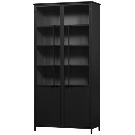 WOOOD 2-deurs vitrinekast XL Exhibit - Metaal - Zwart - 200x99x44 cm
